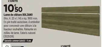 Bricorama Lame de clôture BOLZANO offre