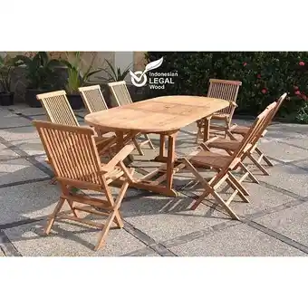 Bricomarché Salon de jardin teck massif avec table ovale 8 places KAJANG offre