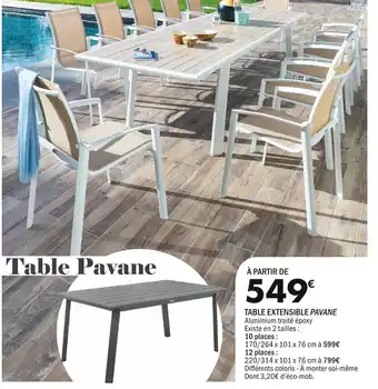 La Foir'Fouille TABLE EXTENSIBLE PAVANE offre