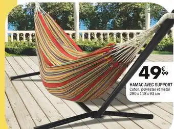 La Foir'Fouille HAMAC AVEC SUPPORT Coton, polyester et métal 290 x 118 x 93 cm offre