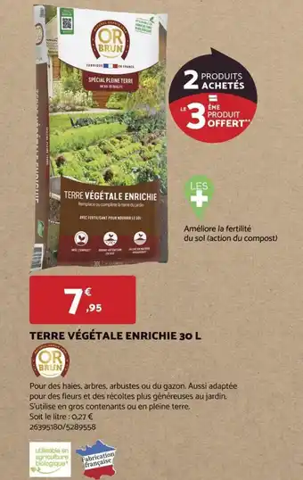 Bricomarché TERRE VÉGÉTALE ENRICHIE 30 L offre