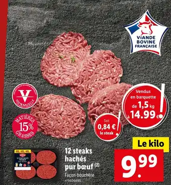 Lidl 12 steaks hachés pur bœuf offre