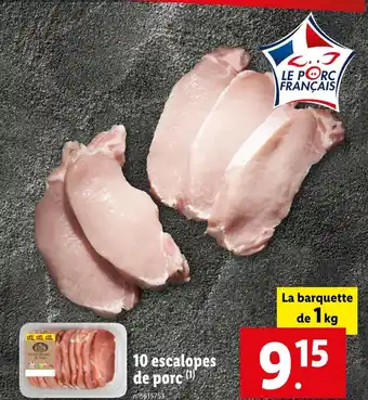 Lidl 10 escalopes de porc offre