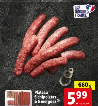 Lidl Plateau 6 chipolatas & 6 merguez offre