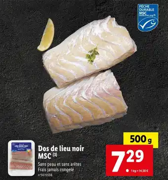 Lidl Dos de lieu noir MSC offre