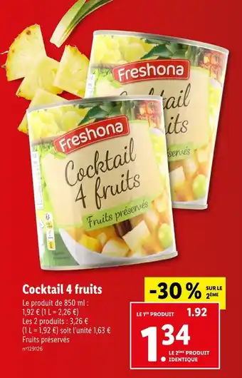 Lidl Freshona Cocktail 4 fruits offre