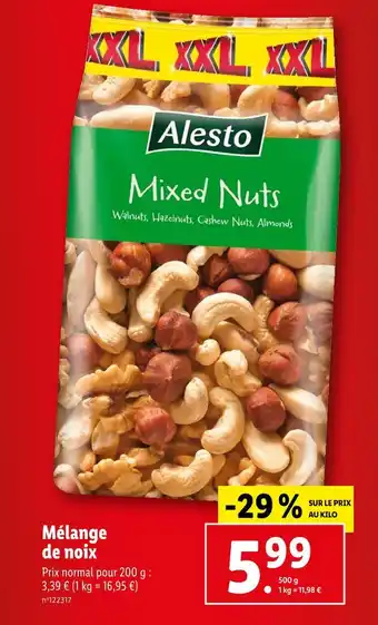 Lidl Alesto Mélange de noix offre