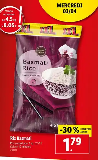 Lidl Golden Sun Riz Basmati offre