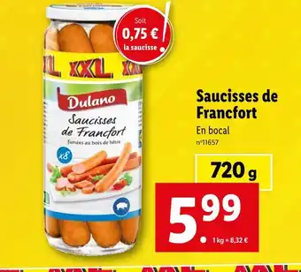 Lidl Dulano Saucisses de Francfort offre