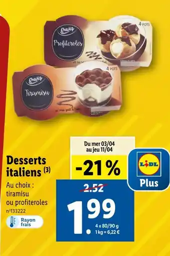 Lidl ENVIA Desserts italiens offre