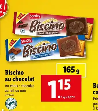 Lidl Sondey Biscino au chocolat offre