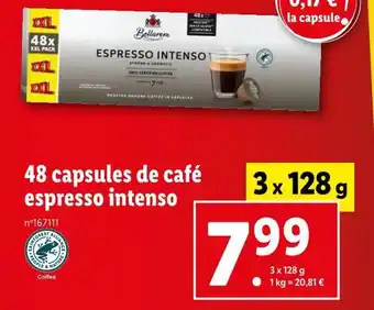 Lidl Bellarom 48 capsules de café espresso intenso offre