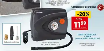 Lidl OSRAM Compresseur pour pneus offre