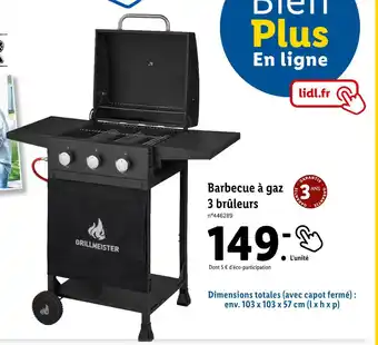 Lidl GRILLMEISTER Barbecue à gaz 3 brûleurs offre