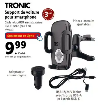 Lidl TRONIC Support de voiture pour smartphone offre