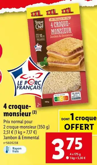 Lidl Toque du Chef 4 croque- monsieur offre