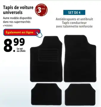 Lidl Tapis de voiture universels offre