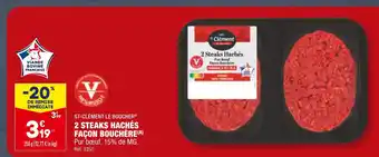 ALDI ST-CLÉMENT LE BOUCHER 2 STEAKS HACHÉS FAÇON BOUCHÈRE offre