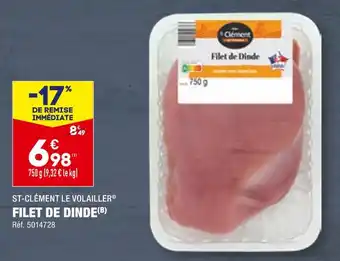 ALDI ST-CLÉMENT LE VOLAILLER FILET DE DINDE offre