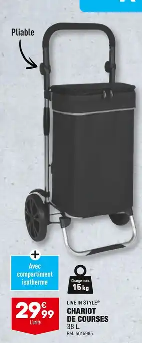 ALDI LIVE IN STYLE CHARIOT DE COURSES offre