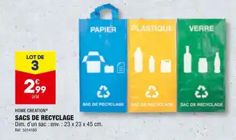 ALDI HOME CREATION SACS DE RECYCLAGE offre