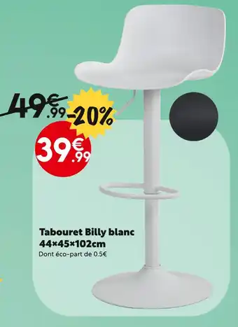 Maxi Bazar Tabouret Billy blanc 44x45x102cm offre