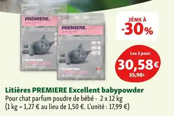 Maxi Zoo PREMIERE Litières Excellent babypowder offre