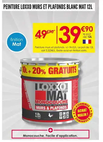 Décor Discount LOXXO PEINTURE MURS ET PLAFONDS BLANC MAT 12L offre