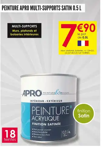 Décor Discount APRO PEINTURE MULTI-SUPPORTS SATIN 0.5 L offre