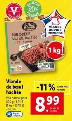 Lidl L'etal boucher - viande de bœuf hachée offre