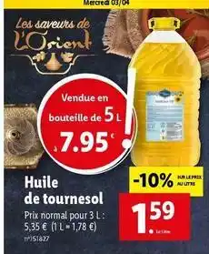 Lidl Les saveurs de l'orient - huile de tournesol offre