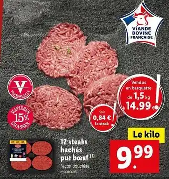 Lidl 12 steaks hachés pur bœuf offre