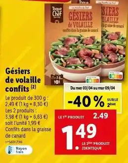 Lidl Toque chef - gésiers de volaille confits offre