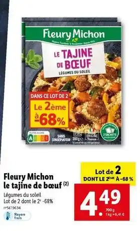 Lidl Fleury michon - le tajine de bœuf offre