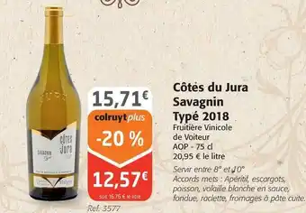 Colruyt Cotes du jura savagnin type 2018 offre