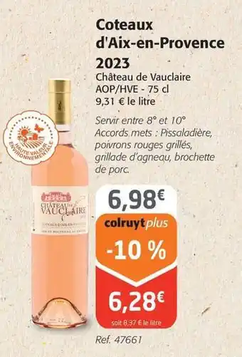 Colruyt Chateau de vauclaire - coteaux d'aix-en-provence 2023 offre
