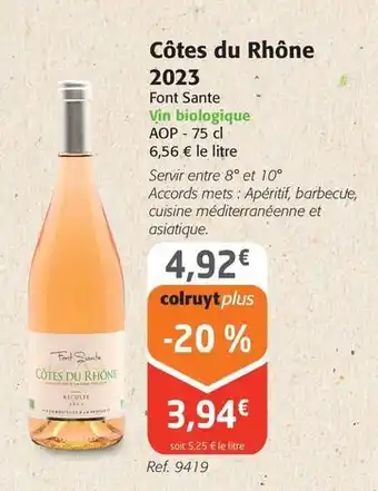 Colruyt Côtes du rhône - 2023 offre