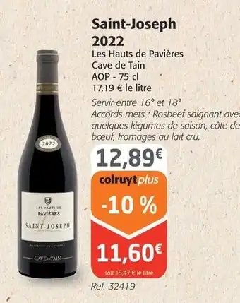 Colruyt Cave de tain - saint-joseph 2022 offre