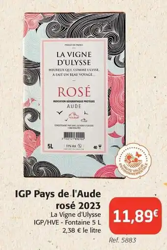 La vigne d'ulysse - igp pays de l'aude rosé 2023