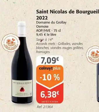 Colruyt Domaine du grollay - saint nicolas de bourgueil 2022 offre