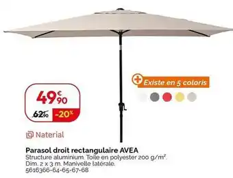 Weldom Avea - parasol droit rectangulaire offre