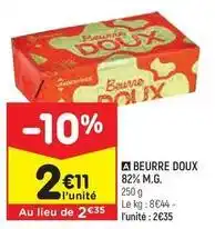 Leader Price Beurre doux 82% m.g offre
