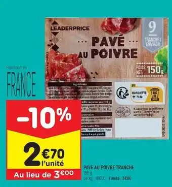 Leader price - pave au poivre tranche