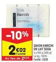 Leader Price Sooa - savon enrichi en lait offre