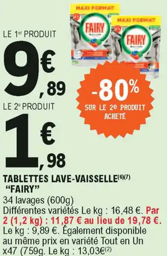 E.Leclerc Tablettes Lave-Vaisselle Fairy offre