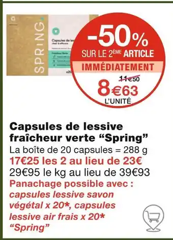 Monoprix Spring Capsules de lessive fraîcheur verte offre