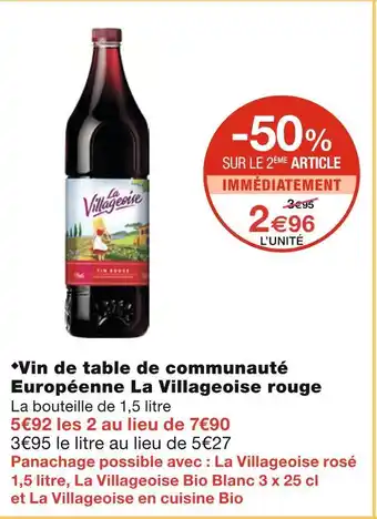 Monoprix La Villageoise Vin de table de communauté Européenne rouge offre