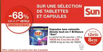 Monoprix Sun Capsules lave-vaisselle Absolu tout-en-1 Brillance offre
