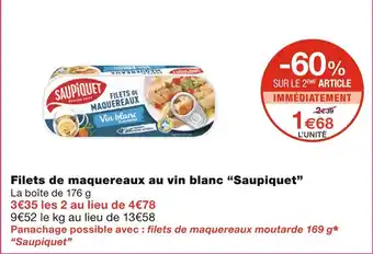 Monoprix Saupiquet Filets de maquereaux au vin blanc offre