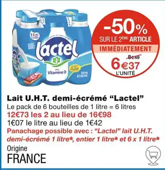 Monoprix Lactel Lait U.H.T. demi-écrémé offre